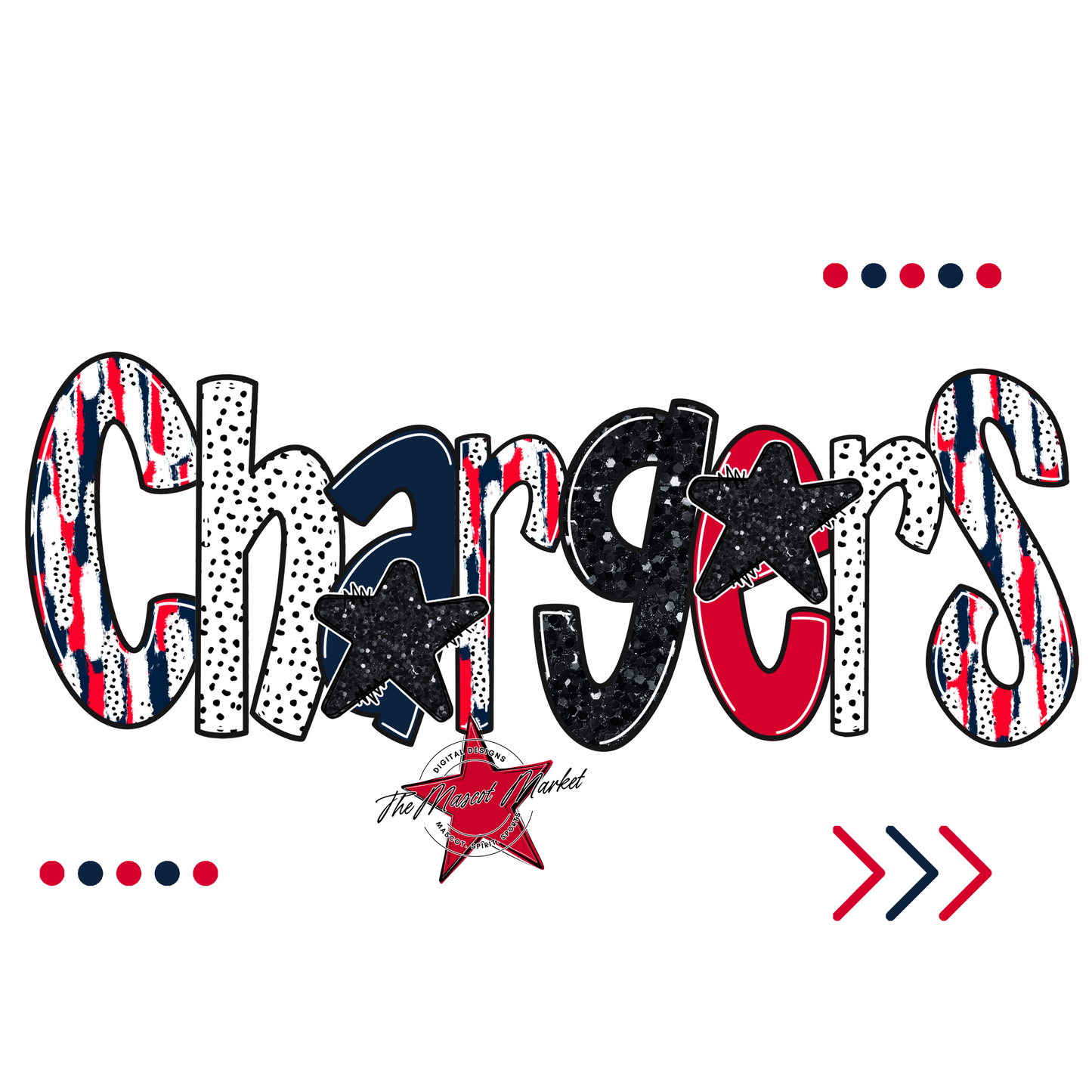 Chargers Brushstroke Alpha w Arrows-Navy-Red