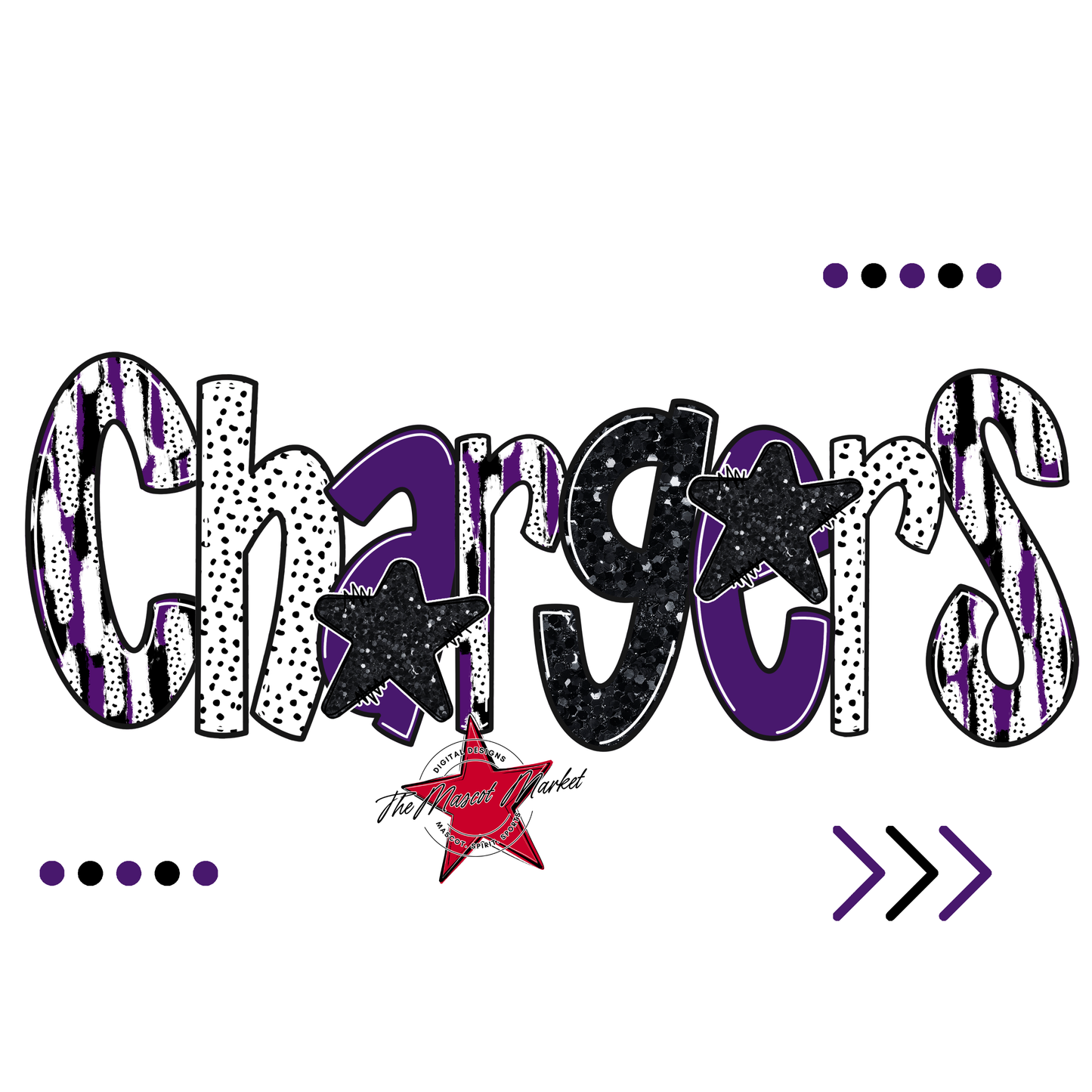 Chargers Brushstroke Alpha w Arrows-Purple