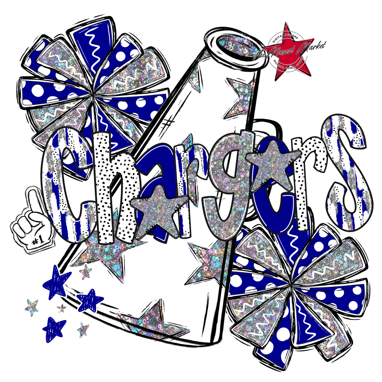 Chargers Cheer Megaphone Scrape-Blue