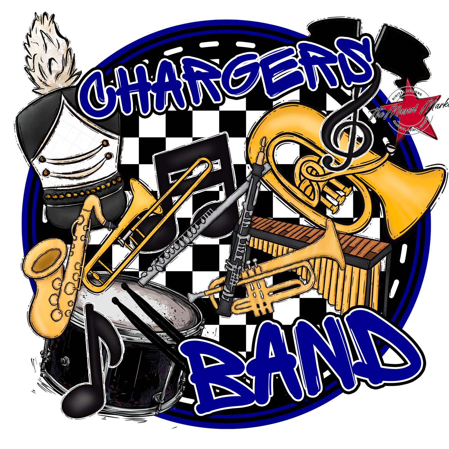 Chargers Circle Band Design-Blue
