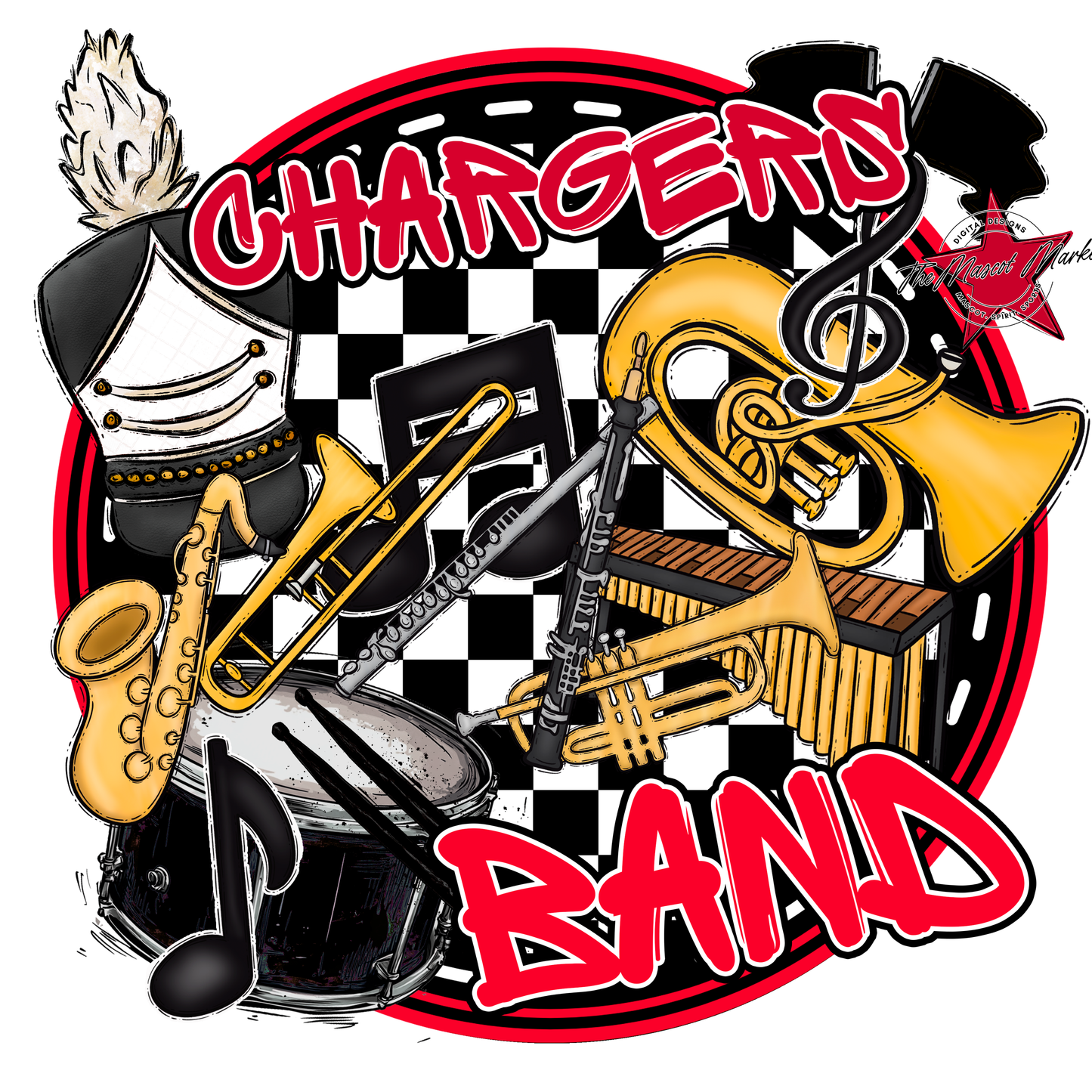 Chargers Circle Band Design-Red