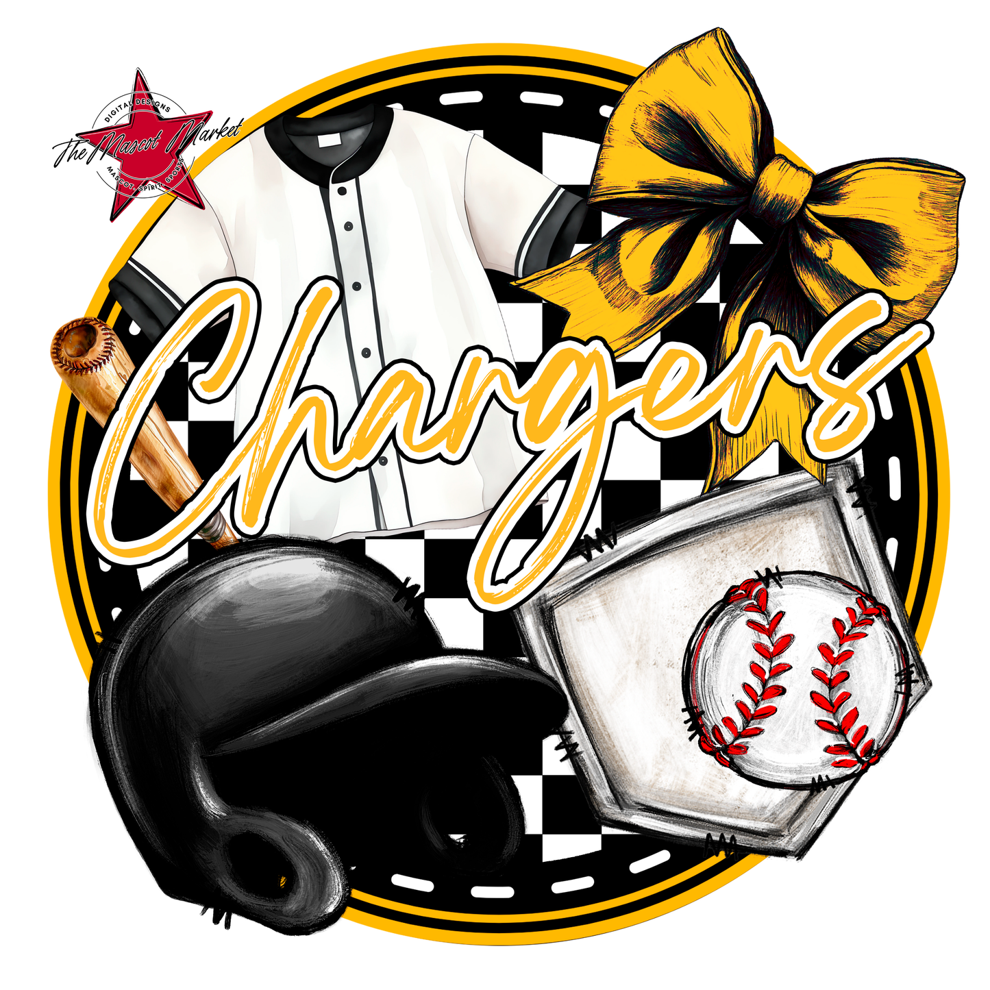 Chargers Circle Baseball Design-Yellow