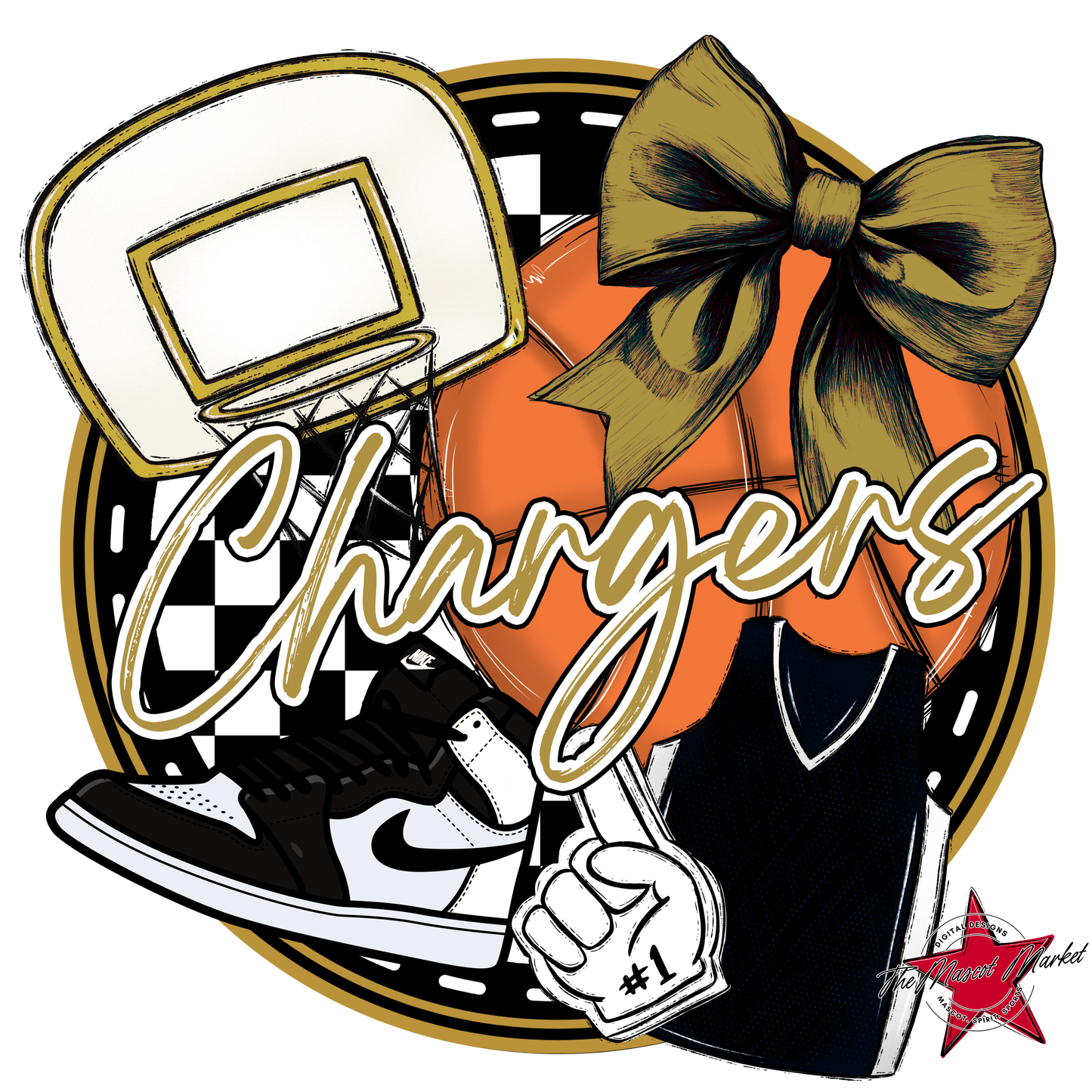 Chargers Circle Basketball Design-Gold