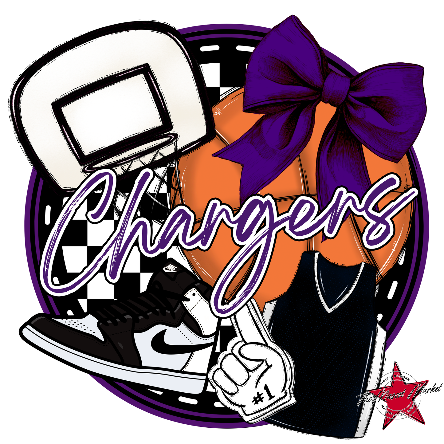 Chargers Circle Basketball Design-Purple