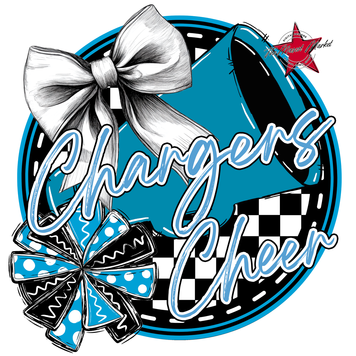 Chargers Circle Cheer Design-Carolina Blue