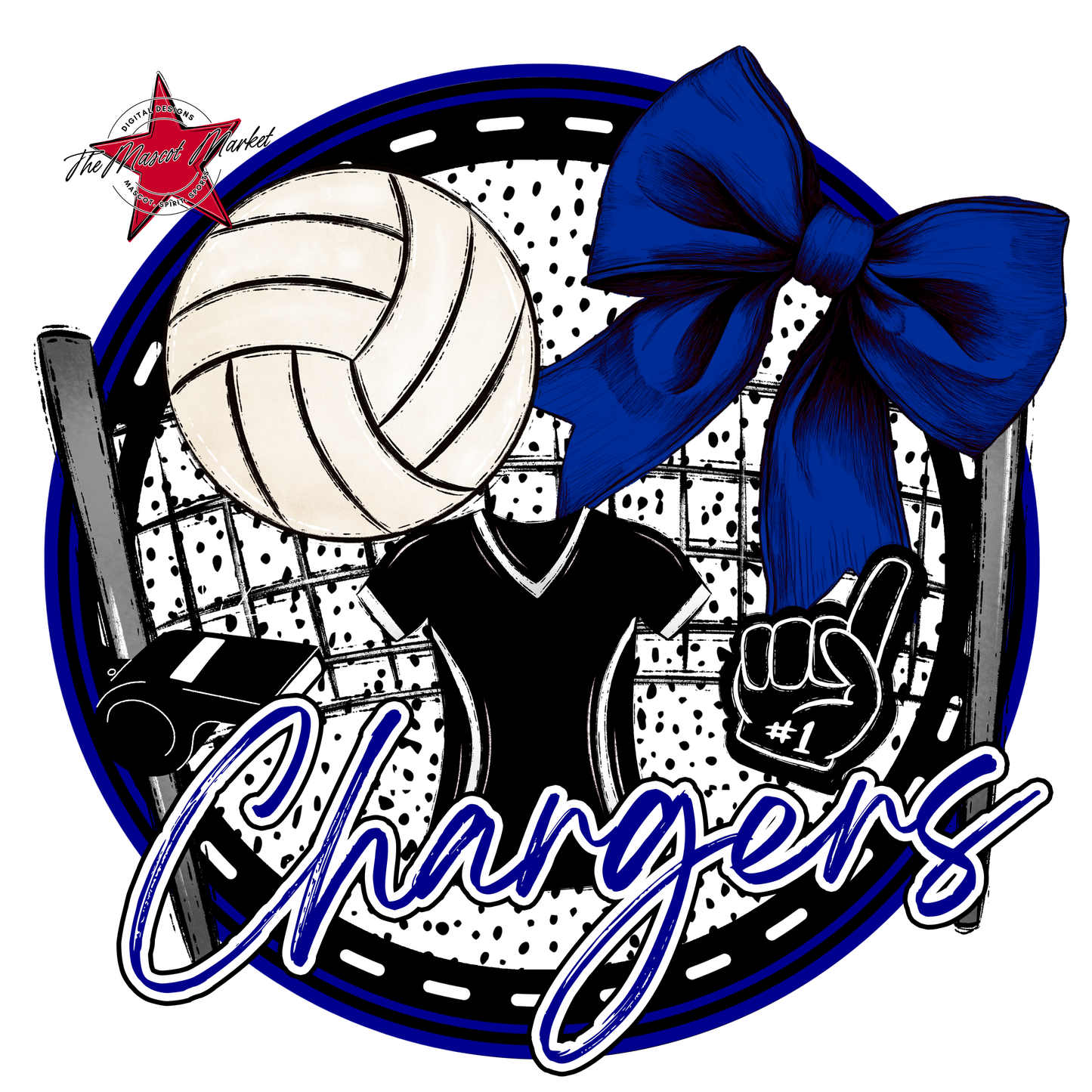 Chargers Circle Volleyball Design-Blue