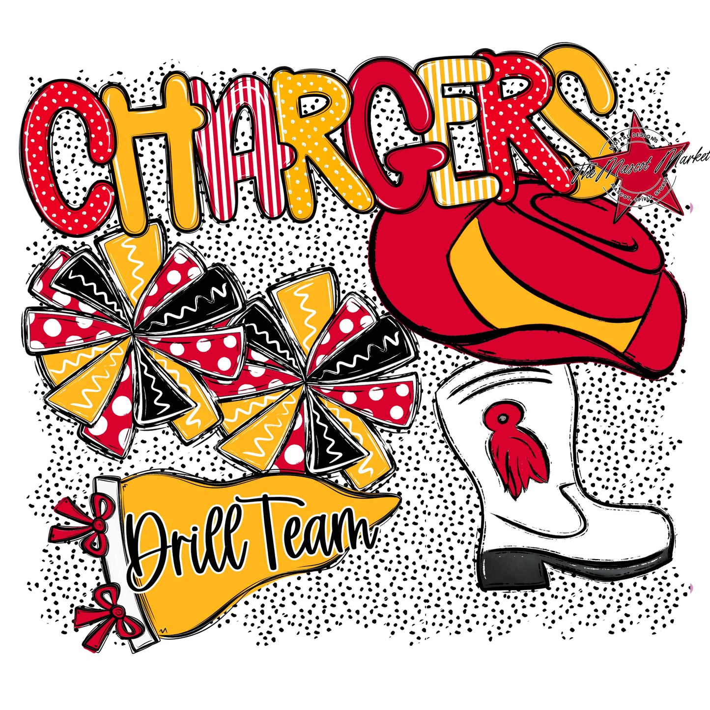 Chargers Drillteam Spirit-Red & Yellow