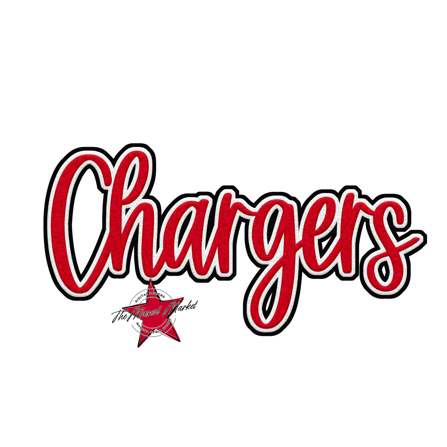 Chargers Faux Chenille Patch-Red