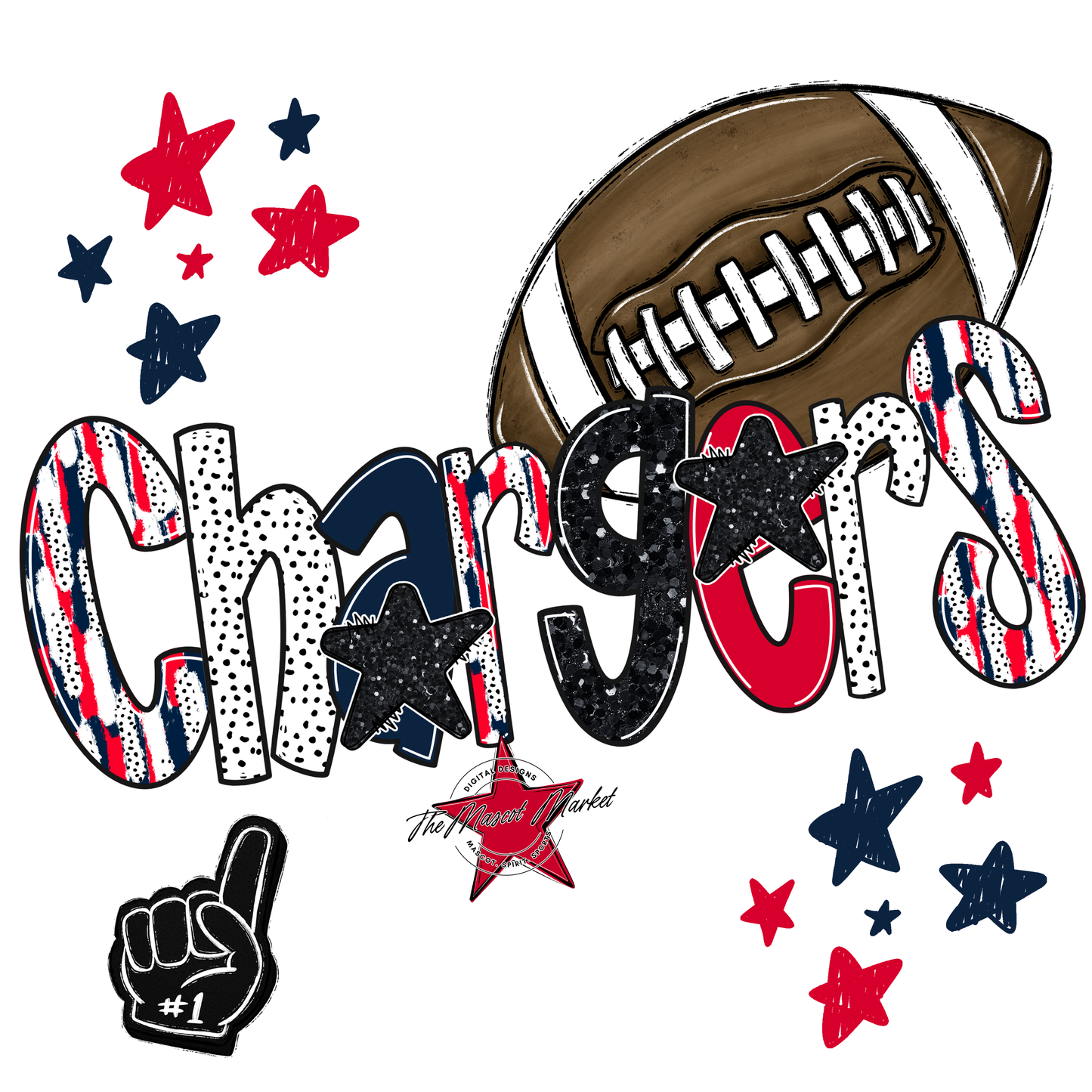 Chargers Football Scrape-Navy-Red