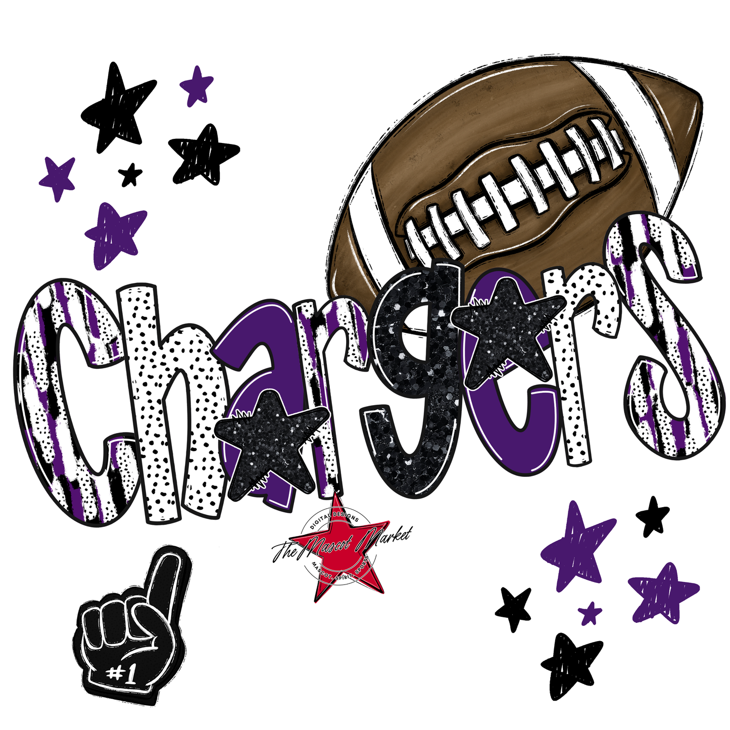 Chargers Football Scrape-Purple