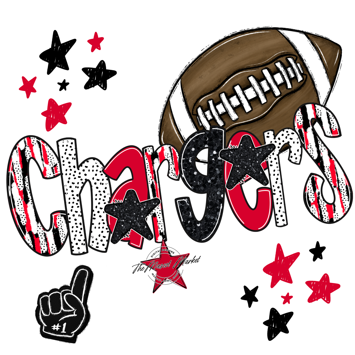 Chargers Football Scrape-Red