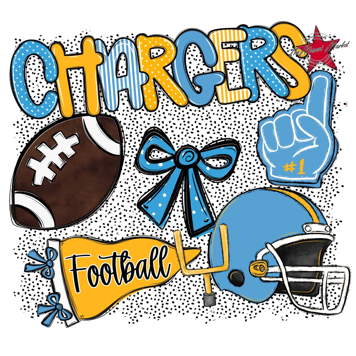 Chargers Football Spirit-Carolina Blue & Yellow