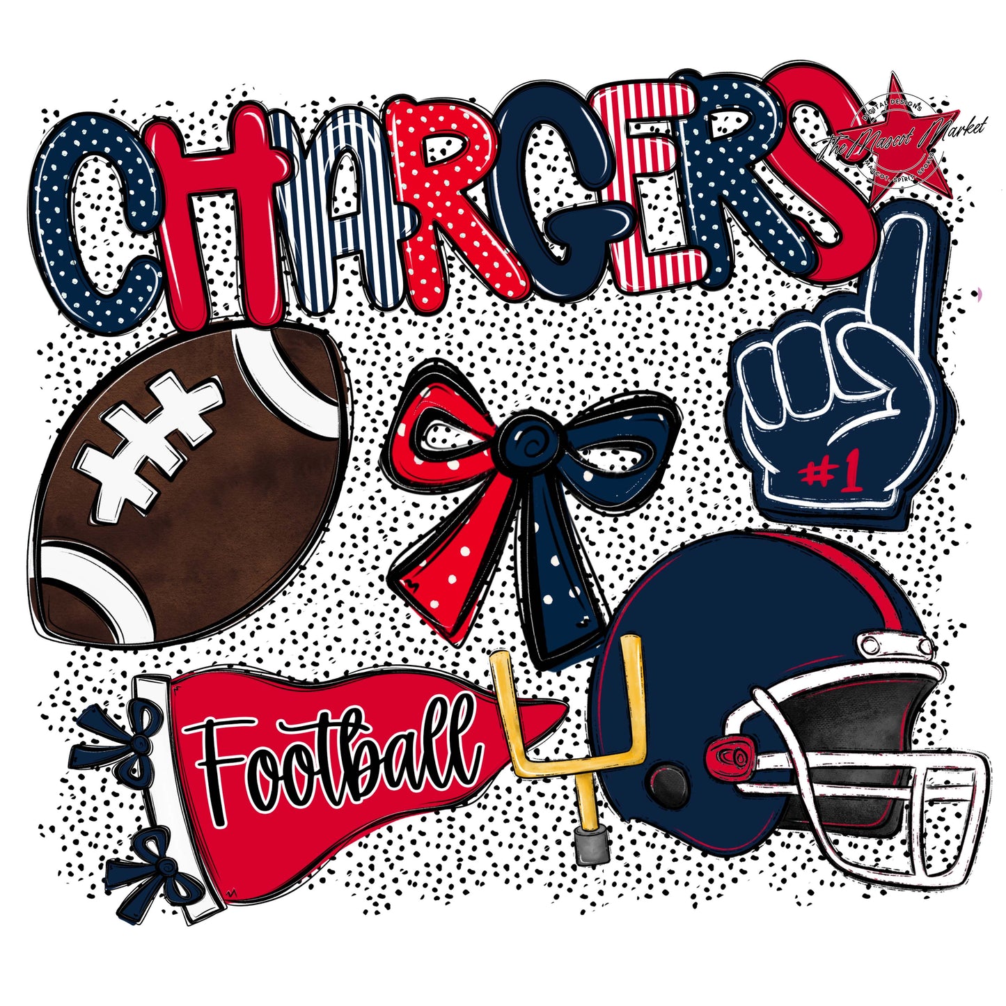 Chargers Football Spirit-Navy & Red
