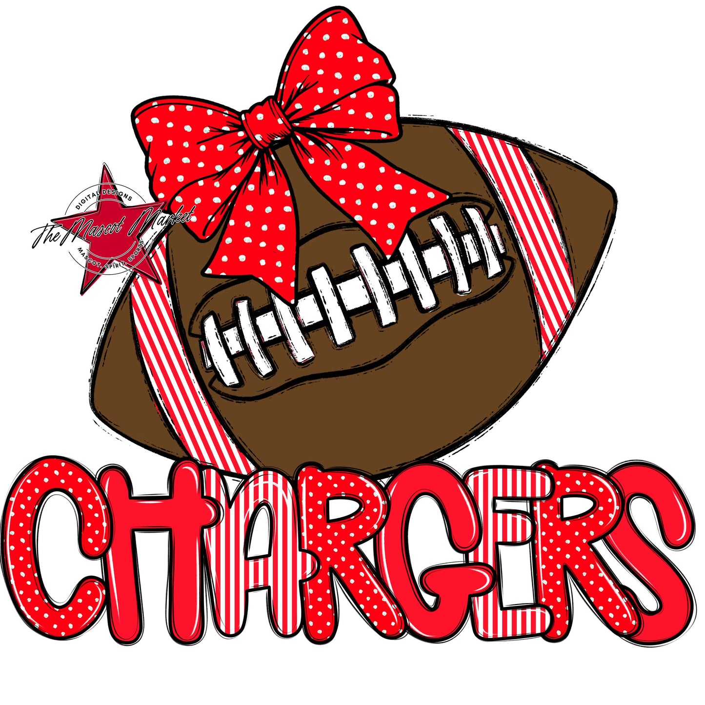 Chargers Football Spirit Design-Bright Red