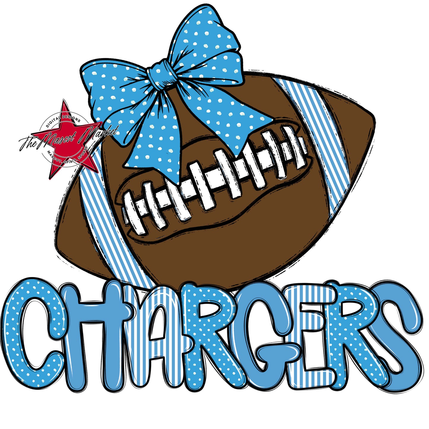 Chargers Football Spirit Design-Carolina Blue