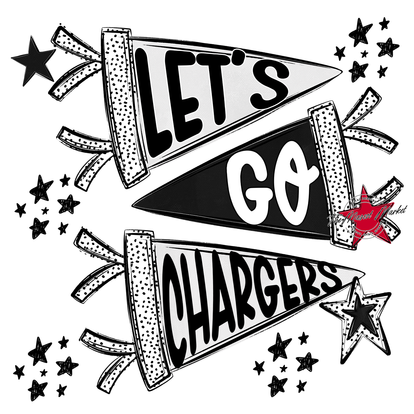 Chargers Let's Go Flag Design-Black