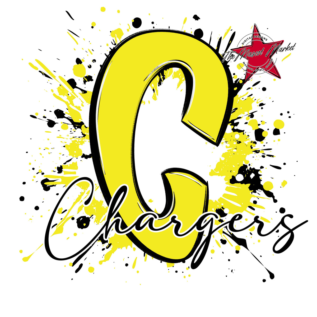 Chargers Mascot Splatter-Bright Yellow