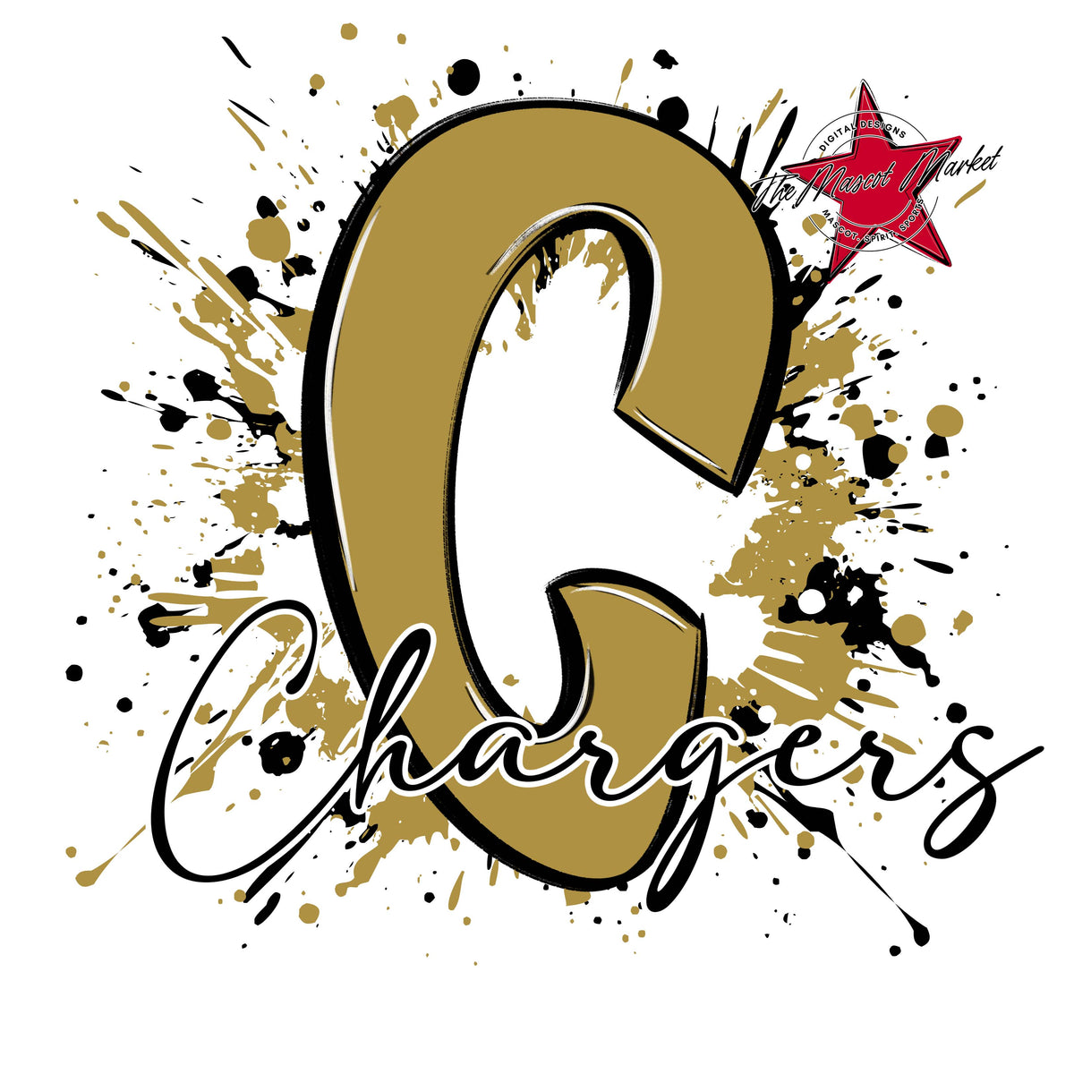 Chargers Mascot Splatter-Gold