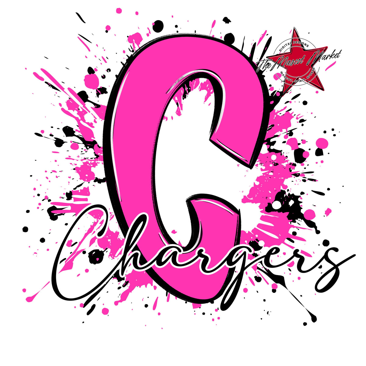 Chargers Mascot Splatter-Pink