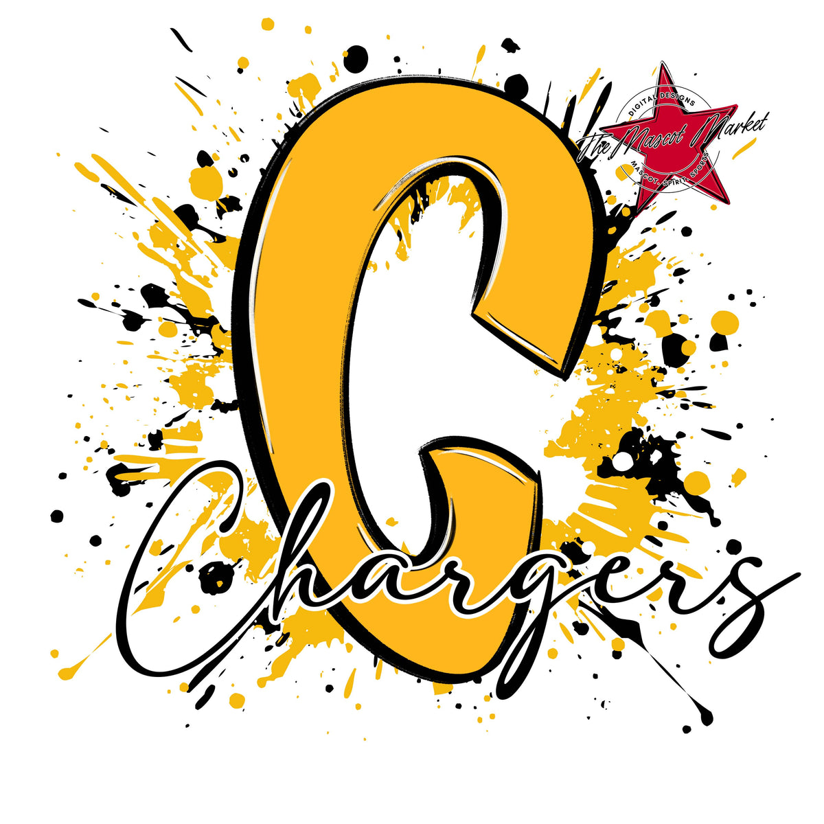 Chargers Mascot Splatter-Yellow