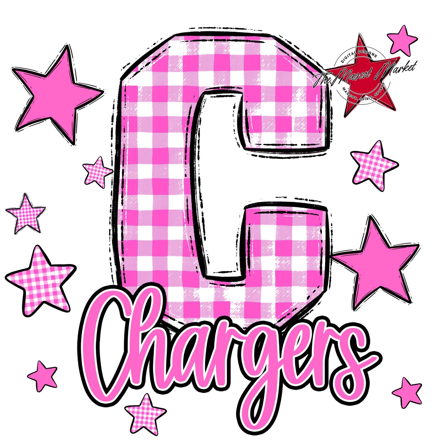 Chargers Plaid Star Design-Baby Pink