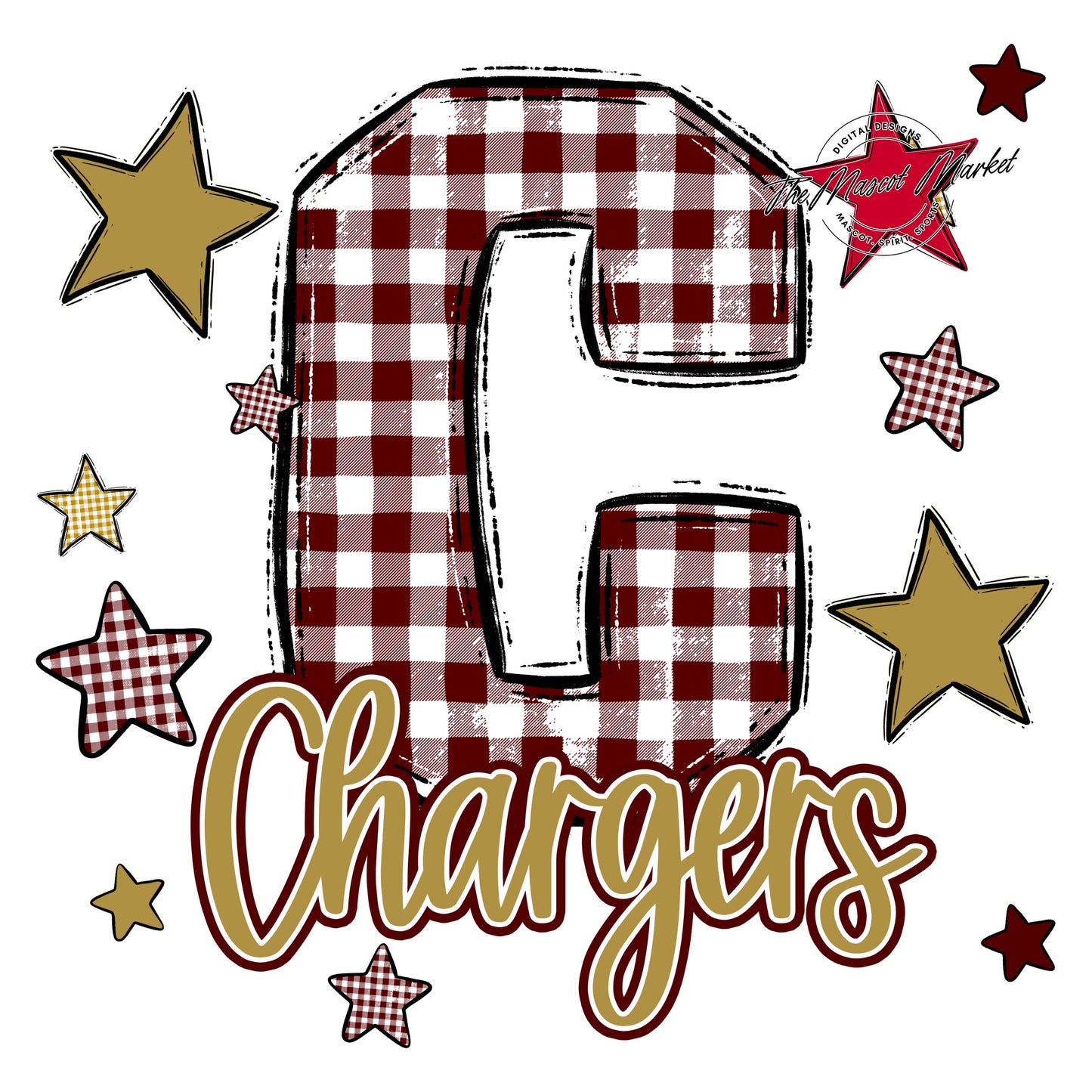 Chargers Plaid Star Design-Maroon & Gold