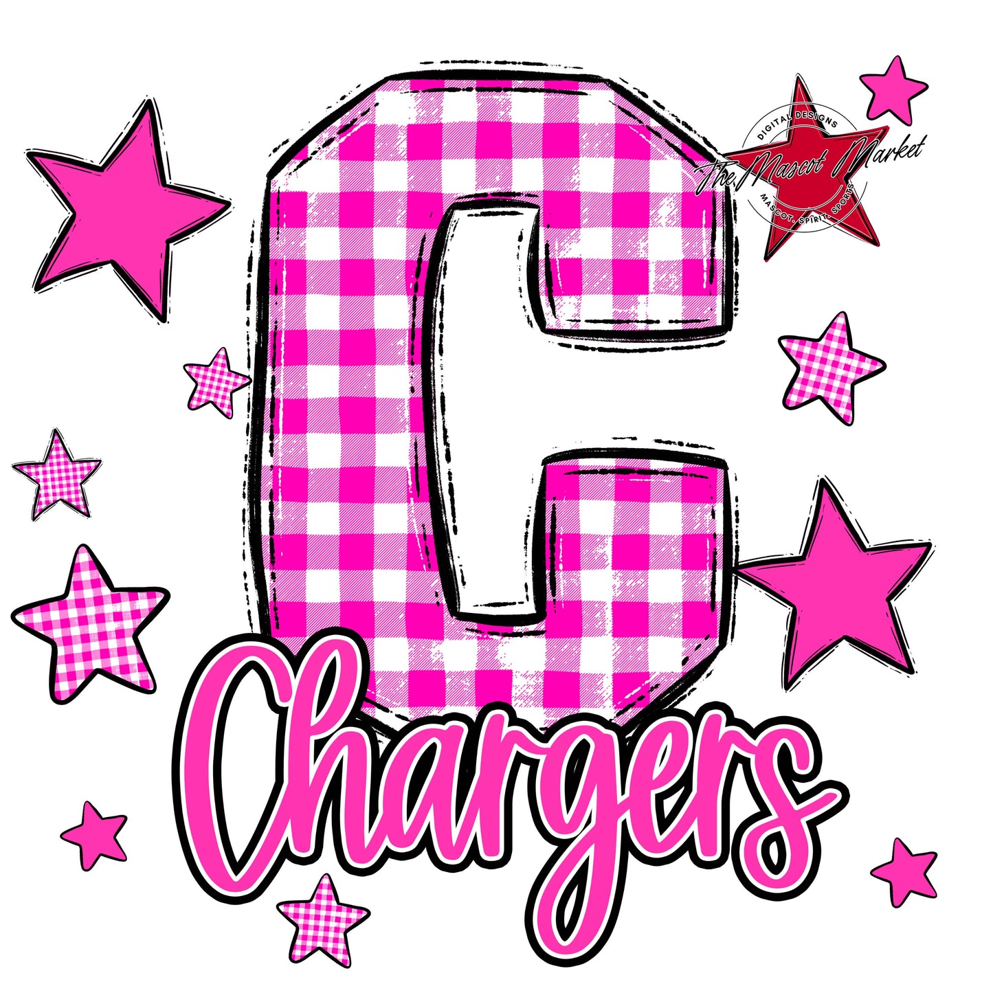 Chargers Plaid Star Design-Pink
