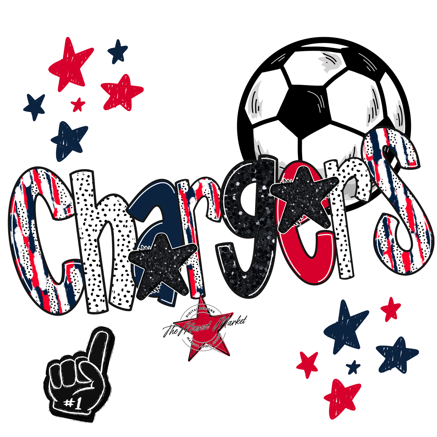 Chargers Soccer Scrape-Navy-Red