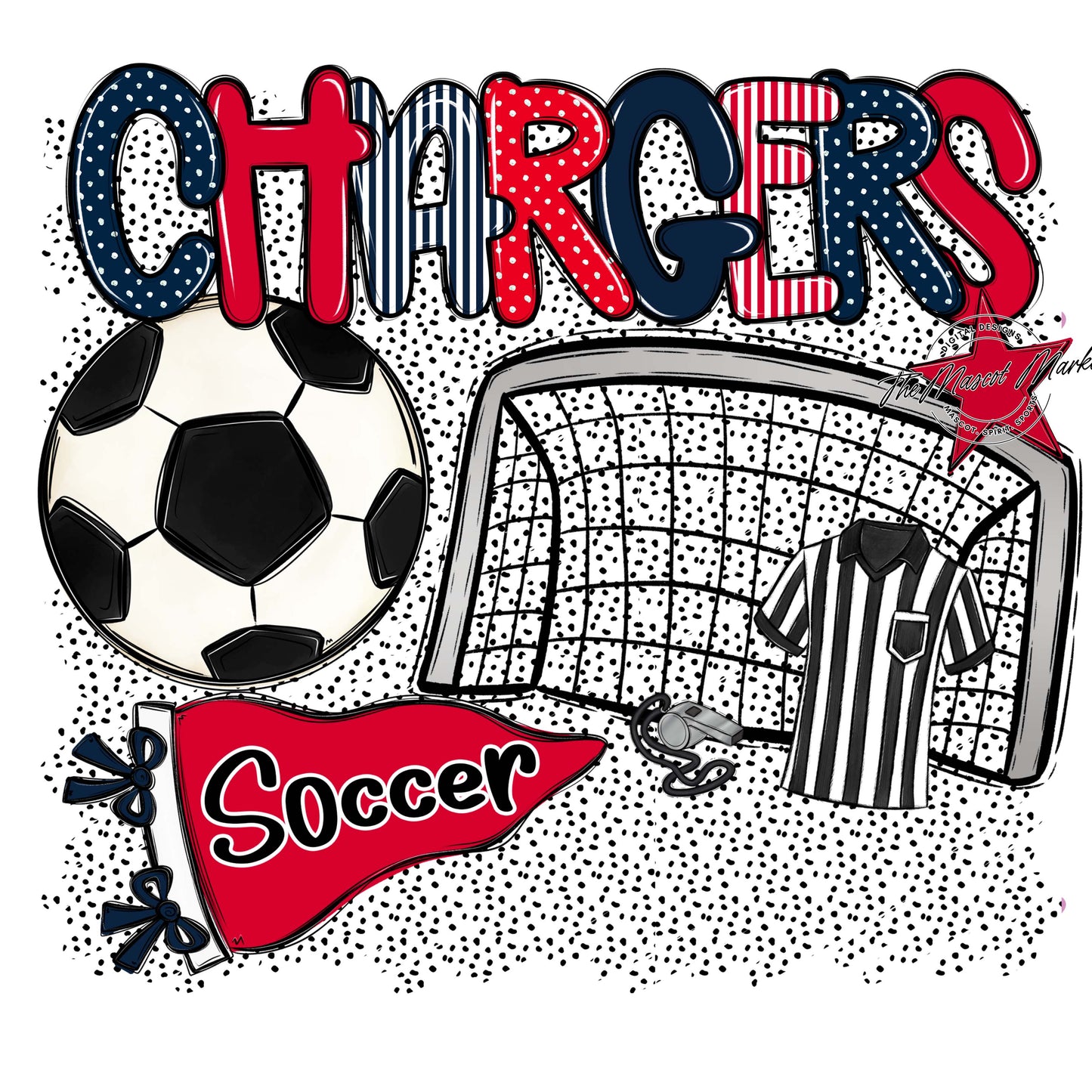 Chargers Soccer Spirit-Navy & Red