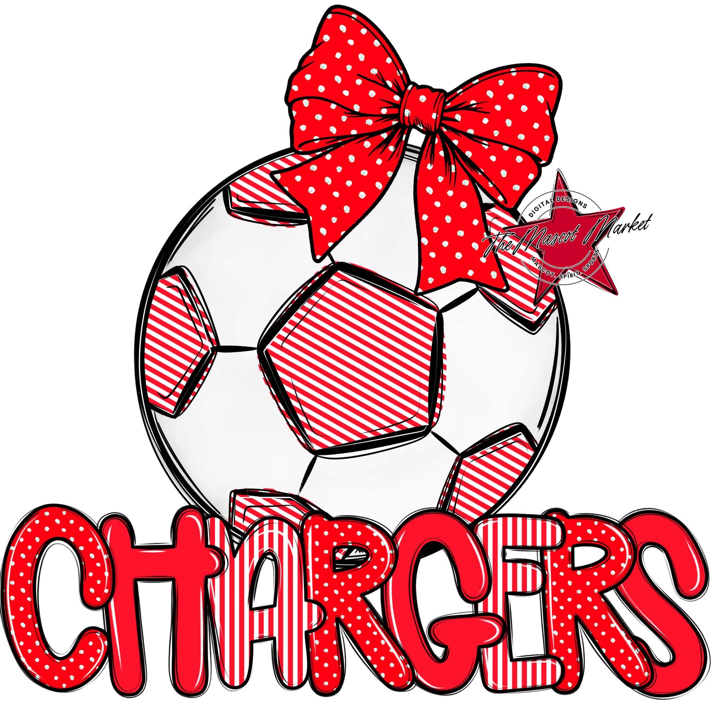 Chargers Soccer Spirit Design-Bright Red