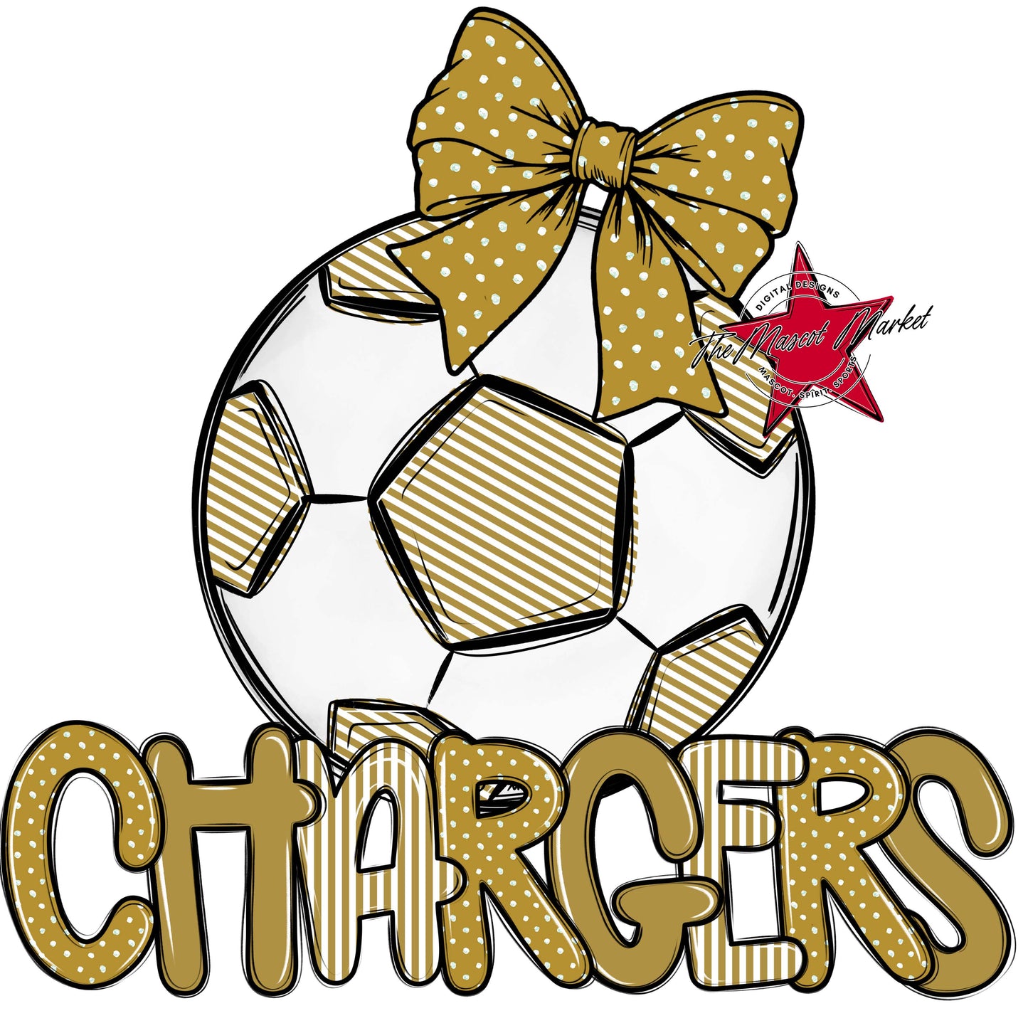 Chargers Soccer Spirit Design-Gold