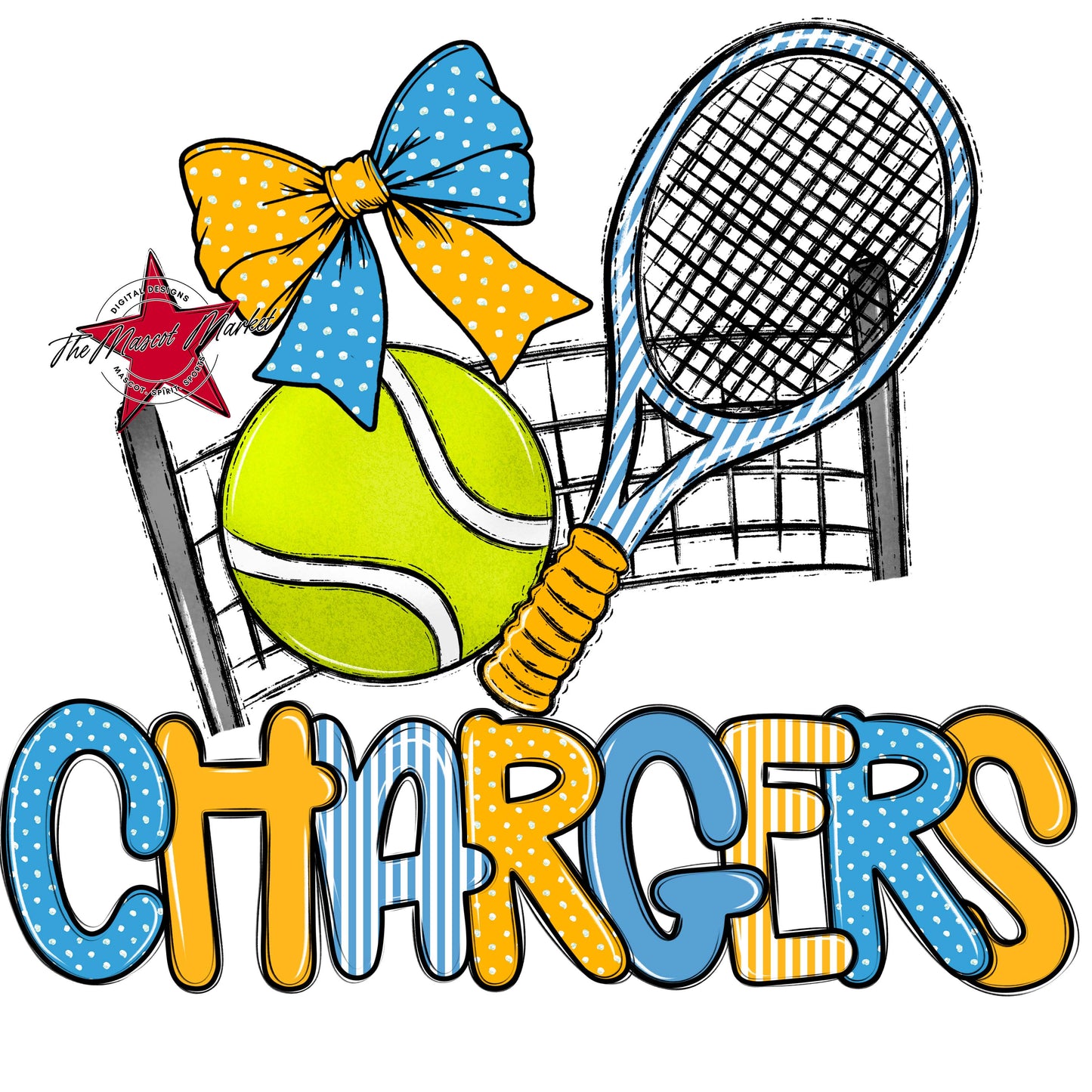 Chargers Tennis Spirit Design-Carolina Blue & Yellow
