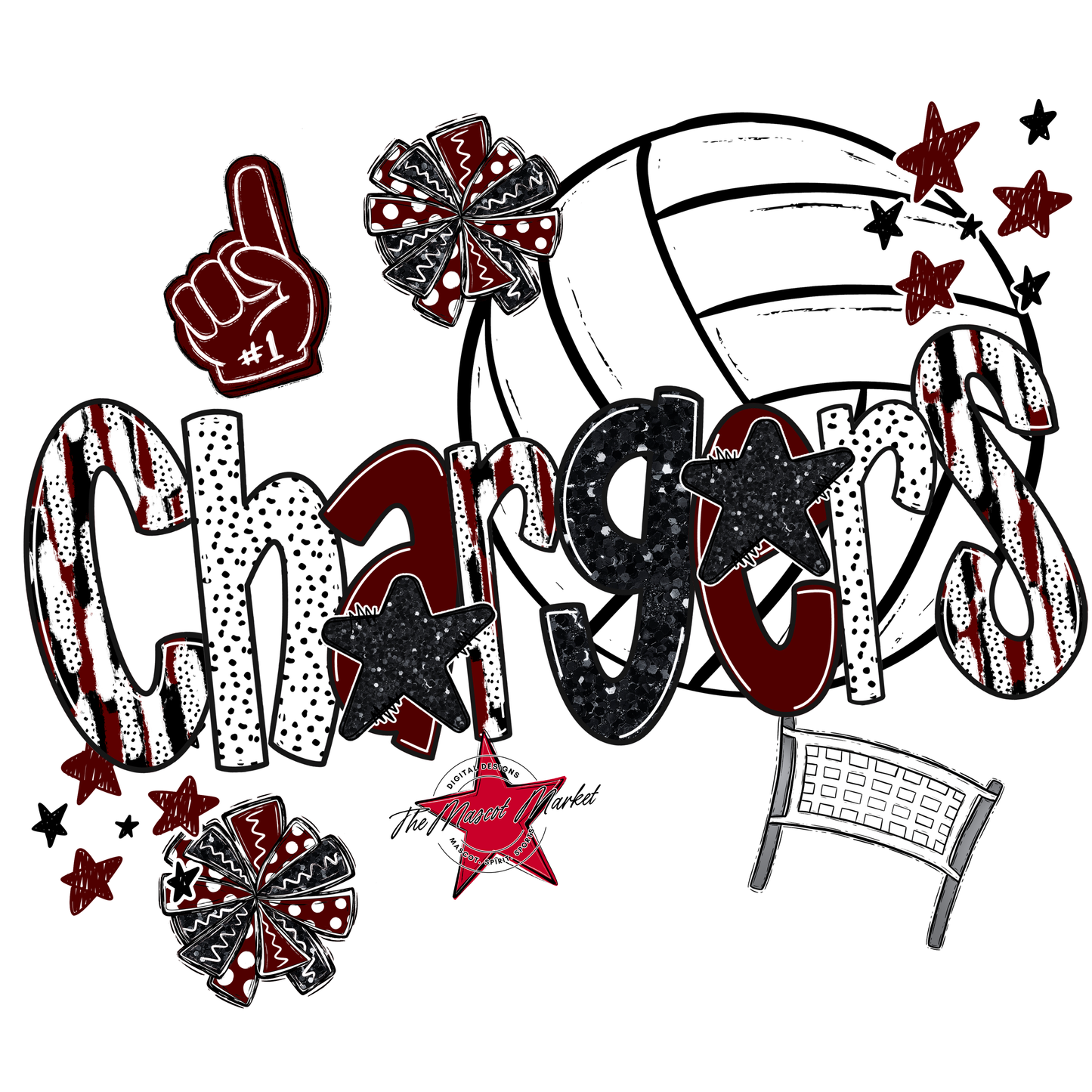 Chargers Volleyball Scrape-Maroon