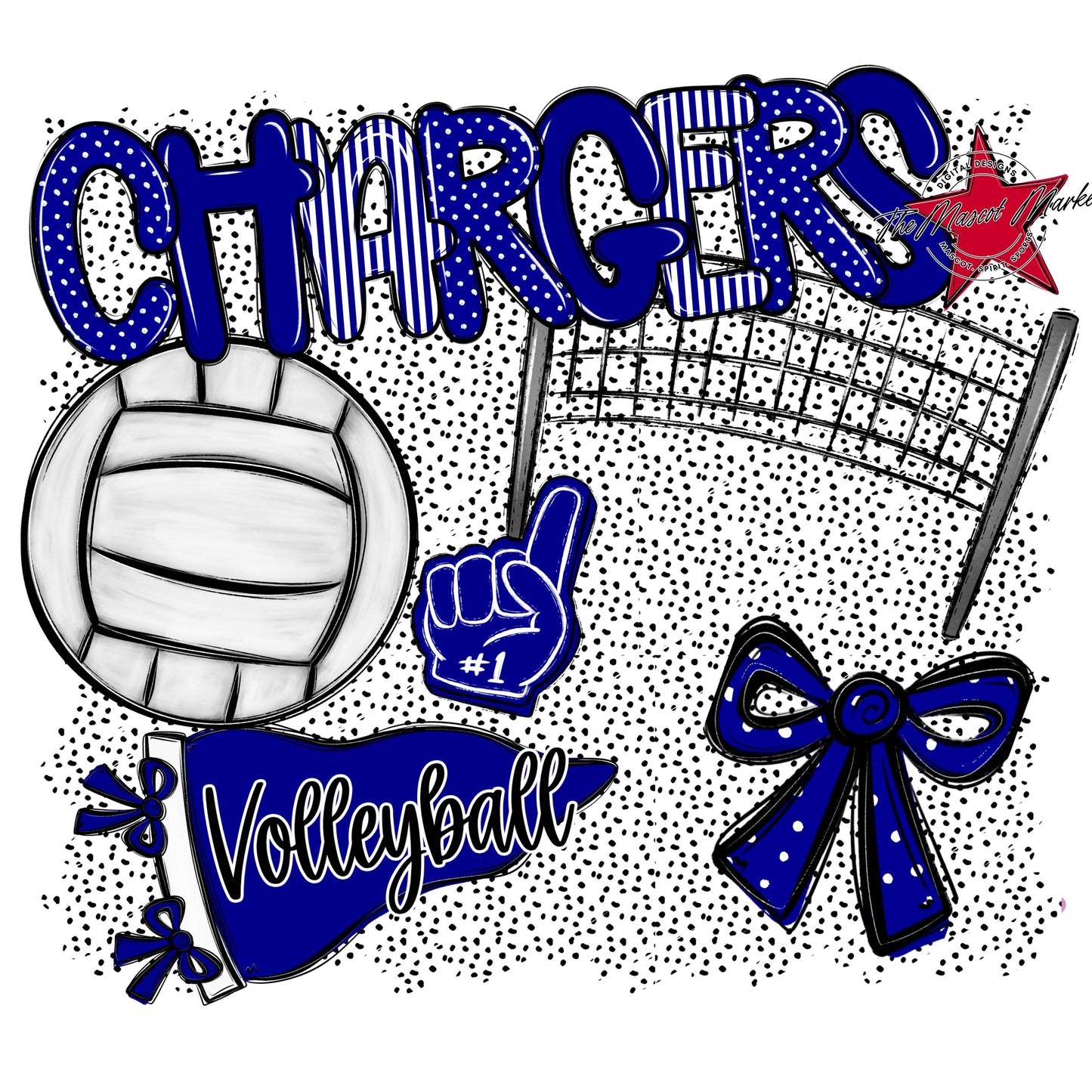 Chargers Volleyball Spirit-Blue