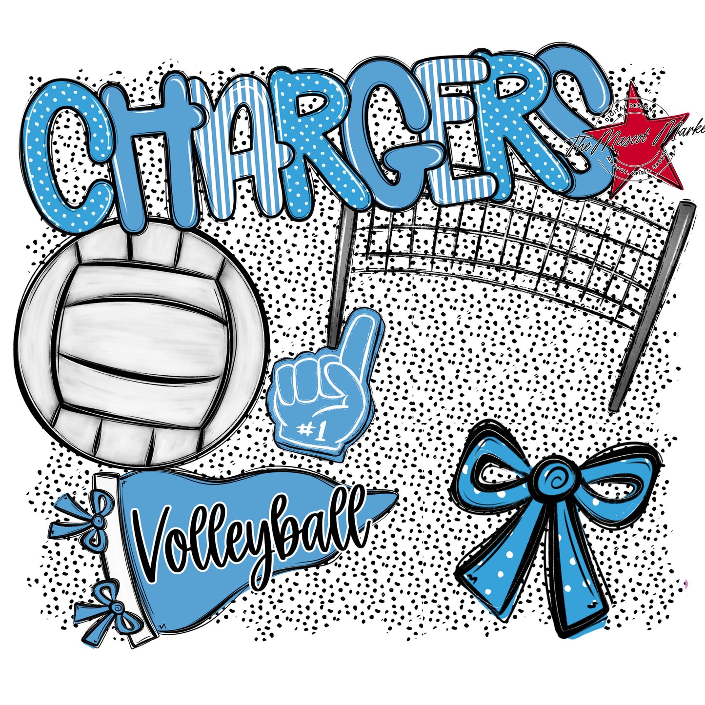Chargers Volleyball Spirit-Carolina Blue