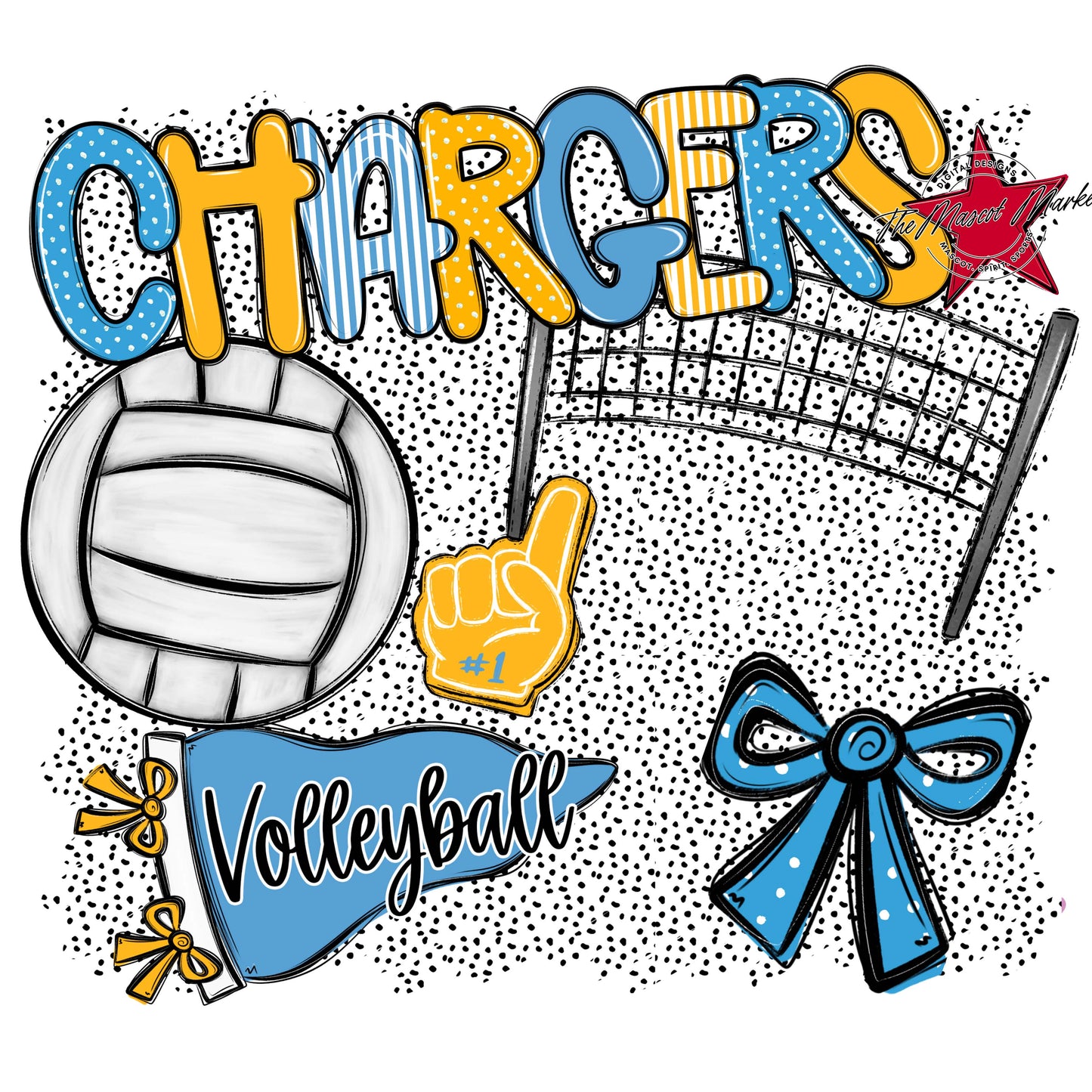 Chargers Volleyball Spirit-Carolina Blue & Yellow
