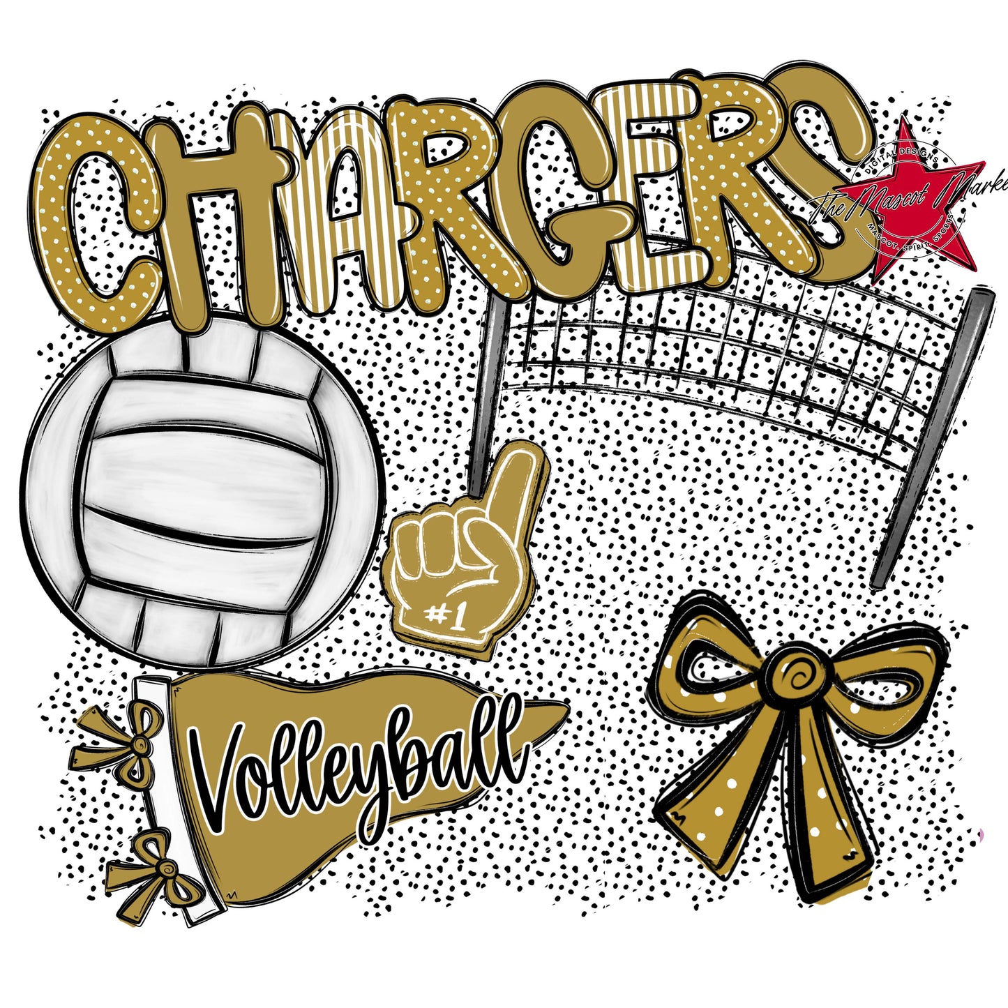 Chargers Volleyball Spirit-Gold