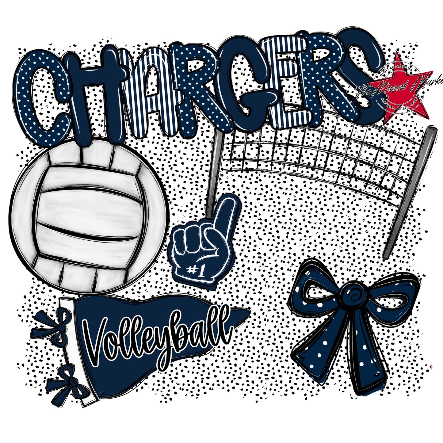Chargers Volleyball Spirit-Navy