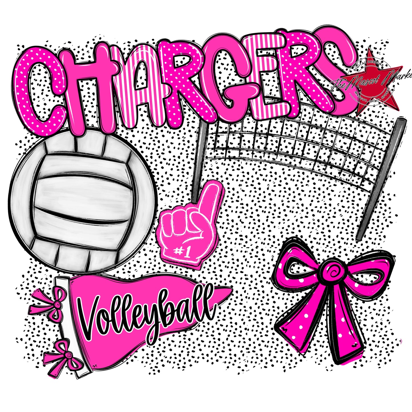 Chargers Volleyball Spirit-Pink