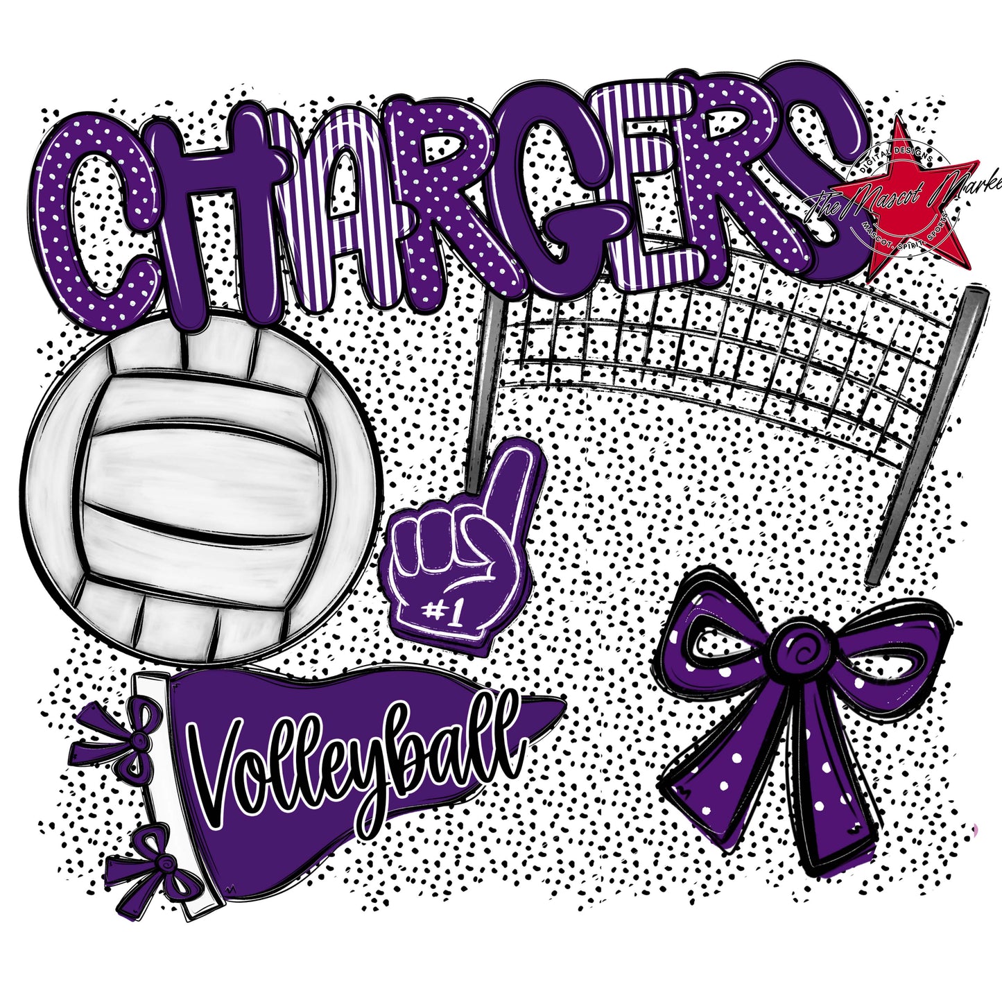 Chargers Volleyball Spirit-Purple
