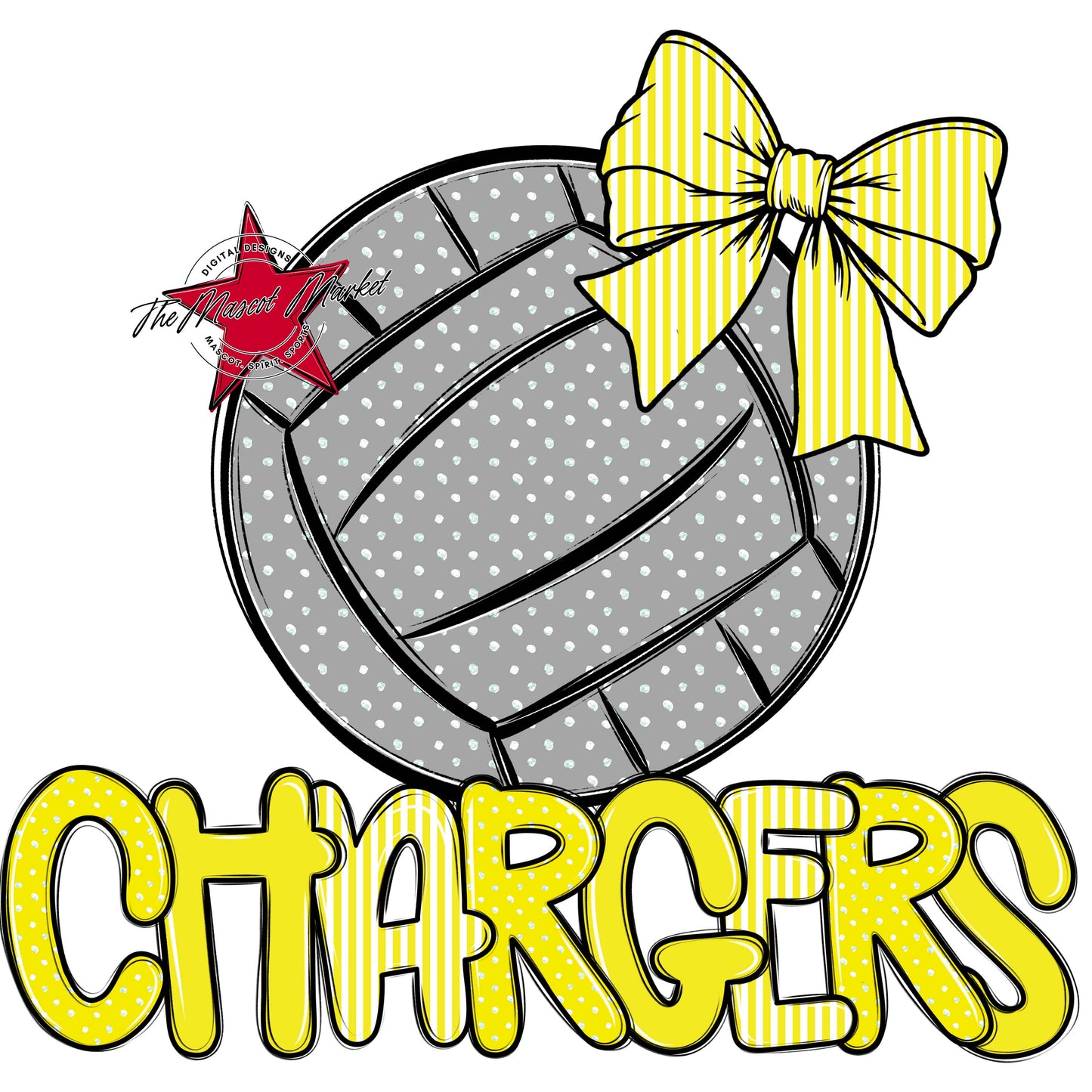 Chargers Volleyball Spirit Design-Bright Yellow