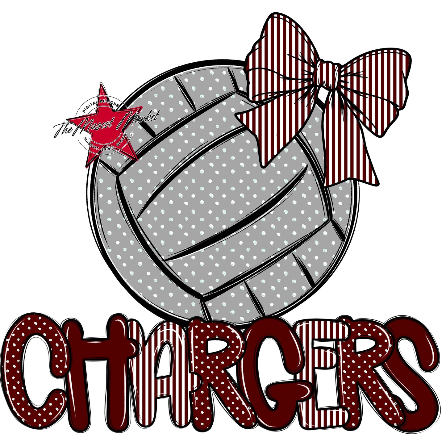 Chargers Volleyball Spirit Design-Maroon