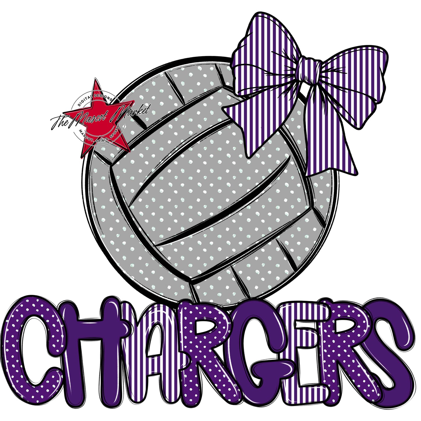 Chargers Volleyball Spirit Design-Purple
