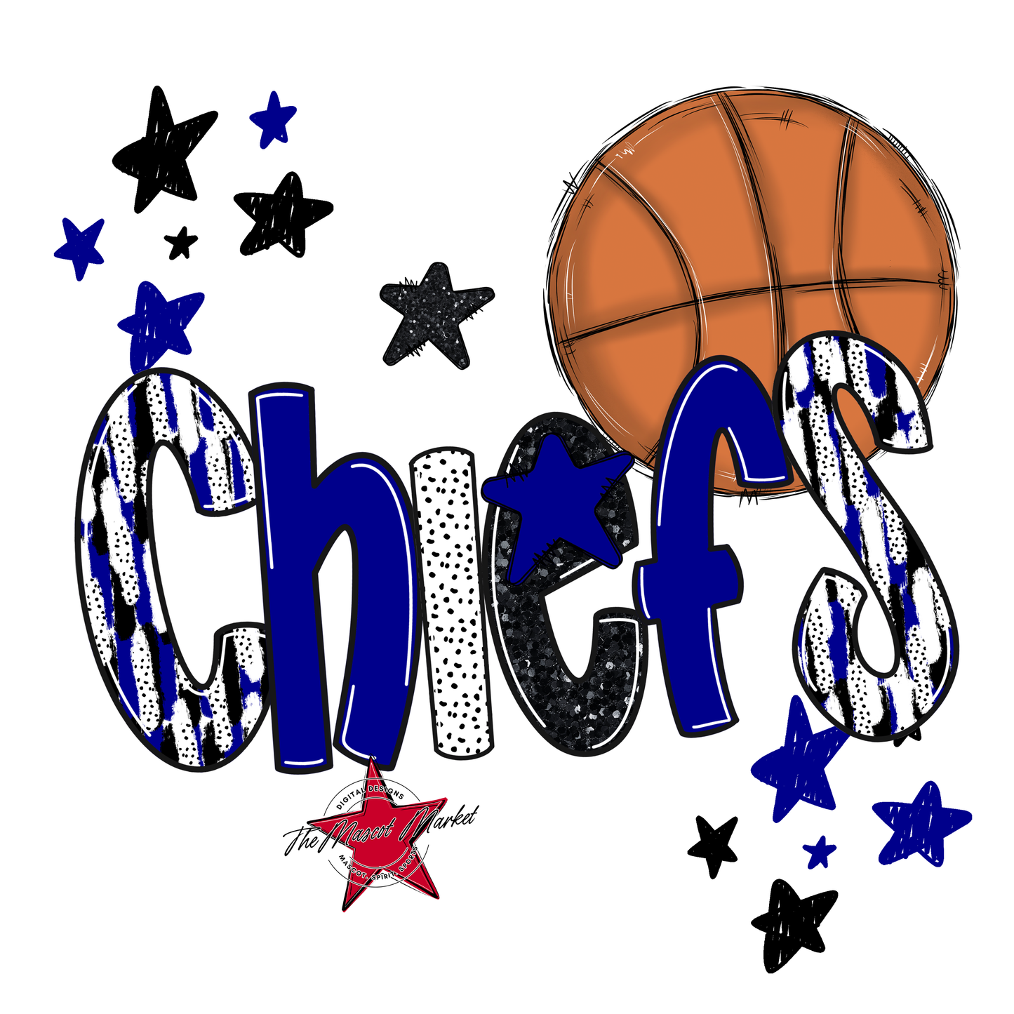 Chiefs Basketball Scrape-Blue