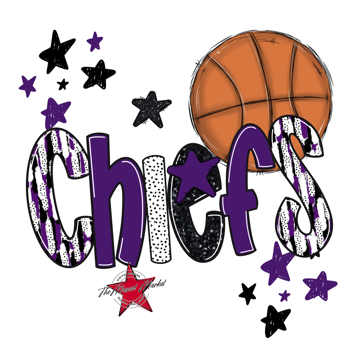 Chiefs Basketball Scrape-Purple