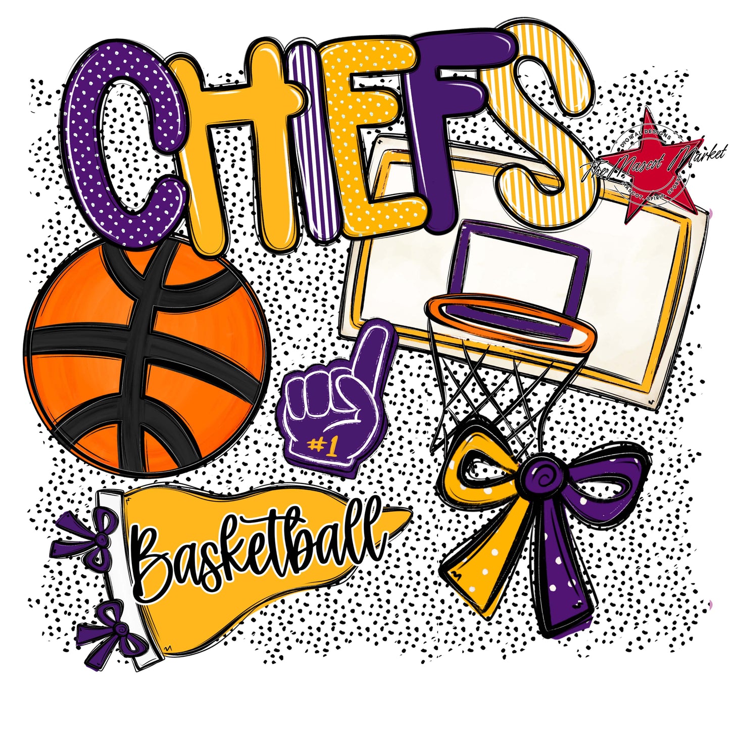 Chiefs Basketball Spirit-Purple & Yellow