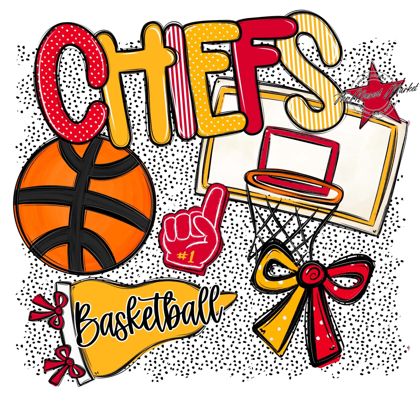 Chiefs Basketball Spirit-Red & Yellow