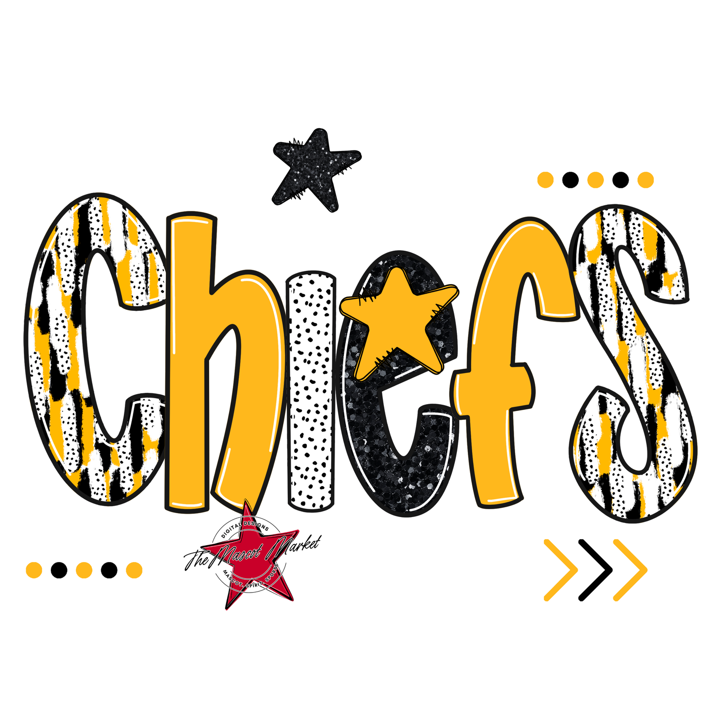 Chiefs Brushstroke Alpha w Arrows-Yellow
