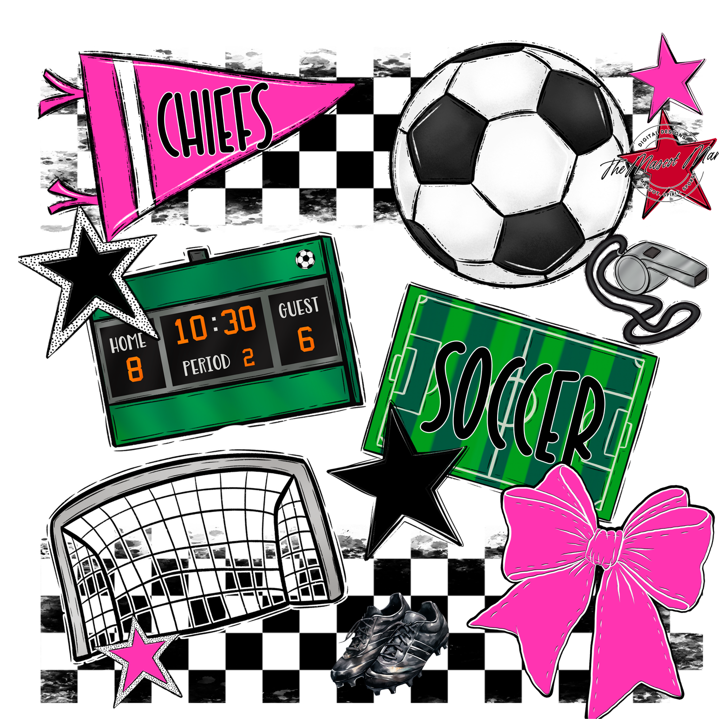 Chiefs Checkers Soccer Spirit Design-Pink