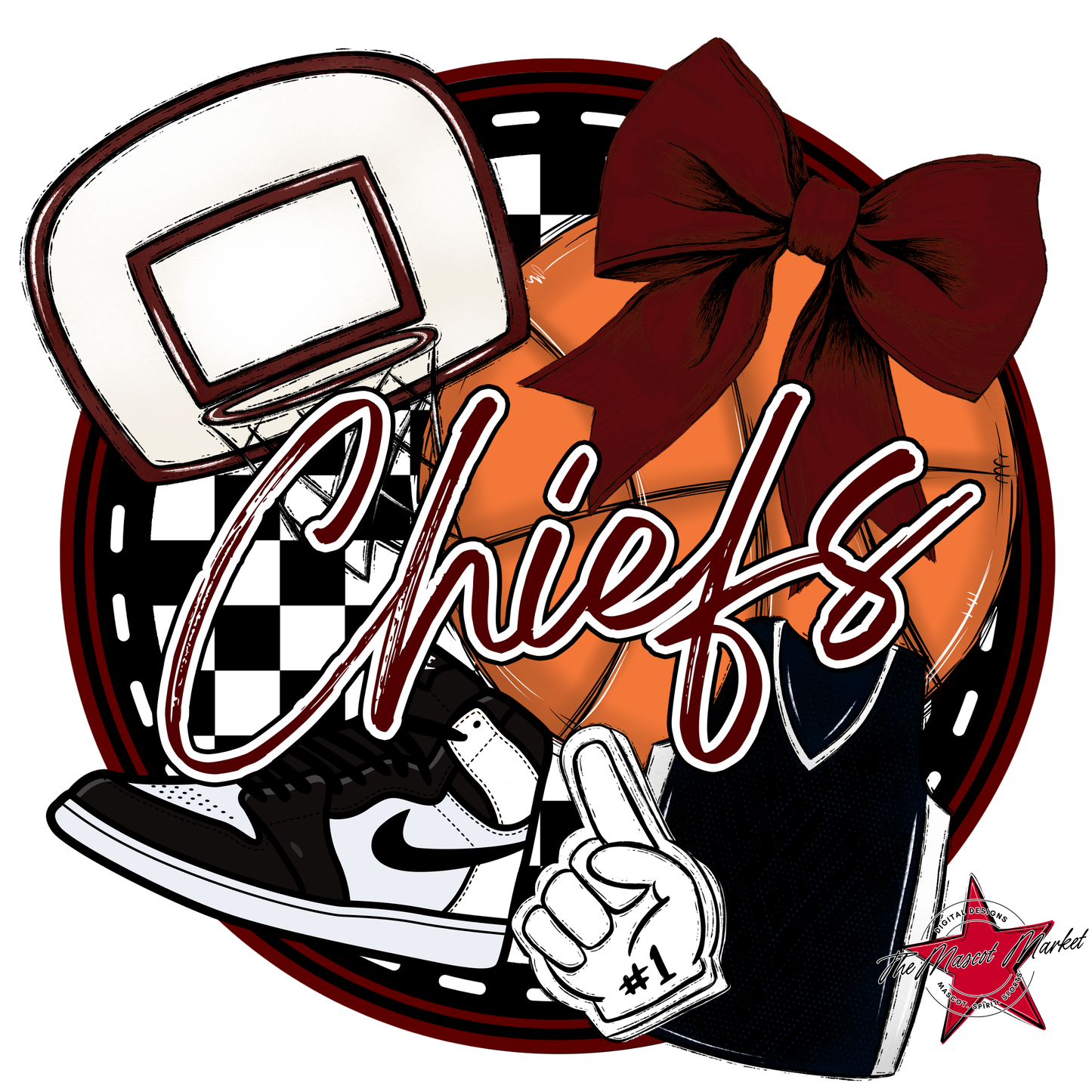 Chiefs Circle Basketball Design-Maroon